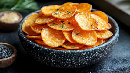 Bowl of Crispy Potato Chips - Food Photography