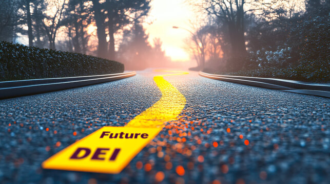 Future of DEI Concept on Uncertain Road with Question Mark Illustration