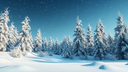 Naklejka premium Winter landscape with trees.