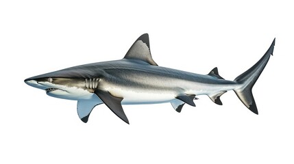 Naklejka premium Grey Reef Shark Isolated on White Background