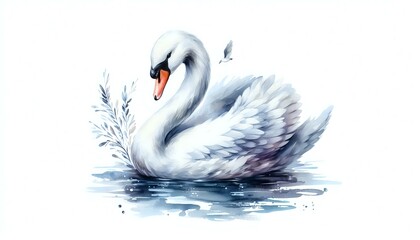 Fototapeta premium Graceful Swan in Serene Waters 