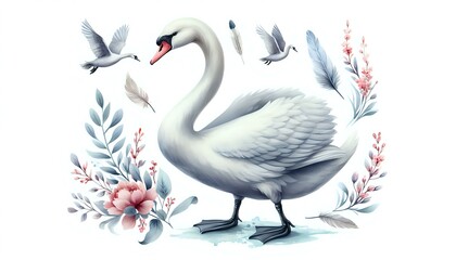 Obraz premium Graceful Swan in Serene Waters 