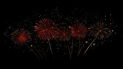Fototapeta premium Bright fireworks in full bloom across the night sky, with space for text or designs below.