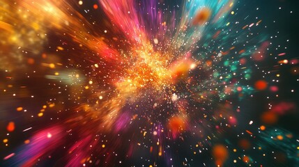 Obraz premium Fireworks bursting in celebration, lighting up the sky with vibrant colors, and leaving room for copy below.