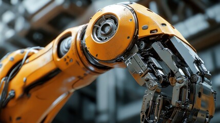 Fototapeta premium Metal robotic arm with gear for engineering industry