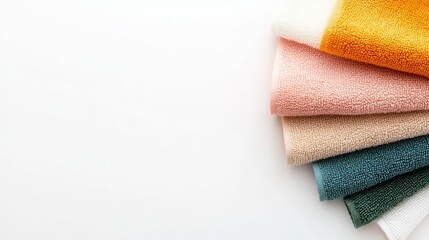 Eco-Friendly Minimalist Kitchen Towels in Soft Colors on White Background