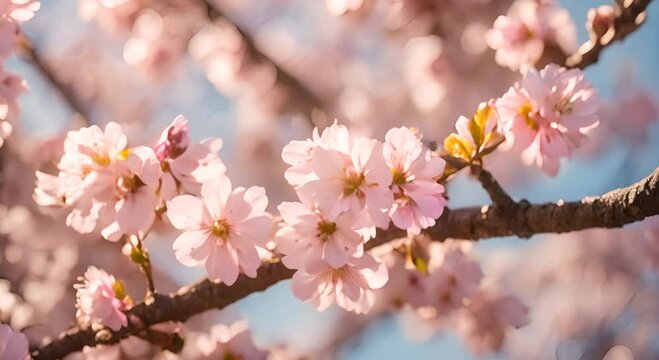 Witness stunning cherry blossom branch closeup
