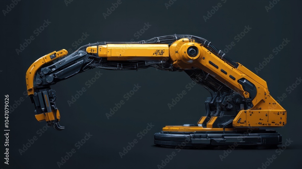 Poster the material handling process by. robotic arm from injection machine.