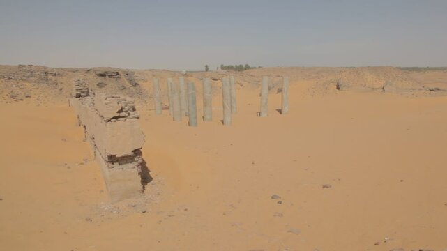 Sudan, Nubia, Old Dongola, ruins of the church of the granite columns