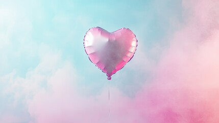 Fototapeta premium A single heart-shaped balloon floating on a pastel background, leaving plenty of room for designs or messaging