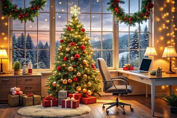 Christmas Zoom Background for Office Meetings - Festive Holiday Decor