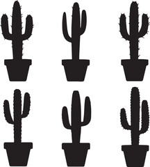 Cactus Shapes Silhouette Vector Graphic Set