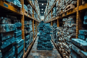 Stacked Slate Tiles in a Warehouse Storage Facility