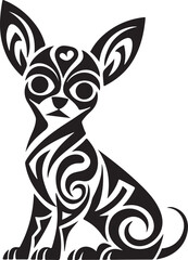 Chihuahua Sitting Dog Stylized Tribal Illustration Set