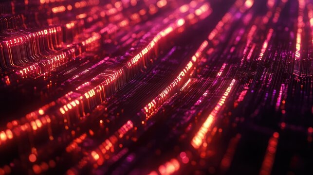 Blockchain concept. Big data binary code futuristic information technology, data flow. Transferring of big data. interconnected blocks of data depicting a cryptocurrency blockchain. 3D Rendering.