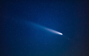 Comet C2023A3 Tsuchinshan ATLAS with Milky Way stars photographed from northern hemisphere in October 2024.