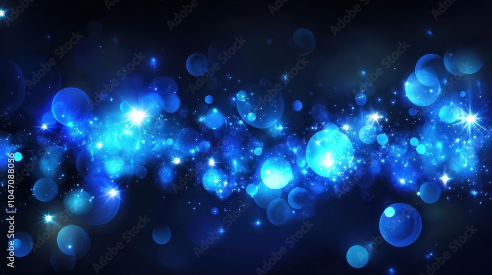 Poster blue glow particle abstract bokeh background