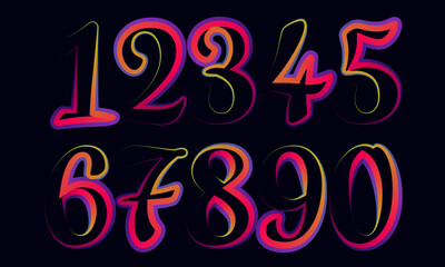 Fototapeta premium set numbers, number, 3d numbers, gradient color number, 3d numbers vector set characters. One, two, three, four, five, six, seven, eight, nine, zero. 1,2,3,4,5,6,7,8,9,0