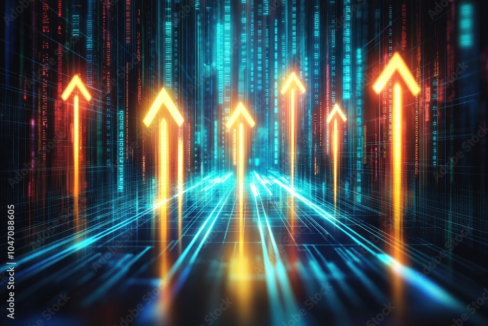 Aufkleber digital arrows representing growth and progress in a futuristic data