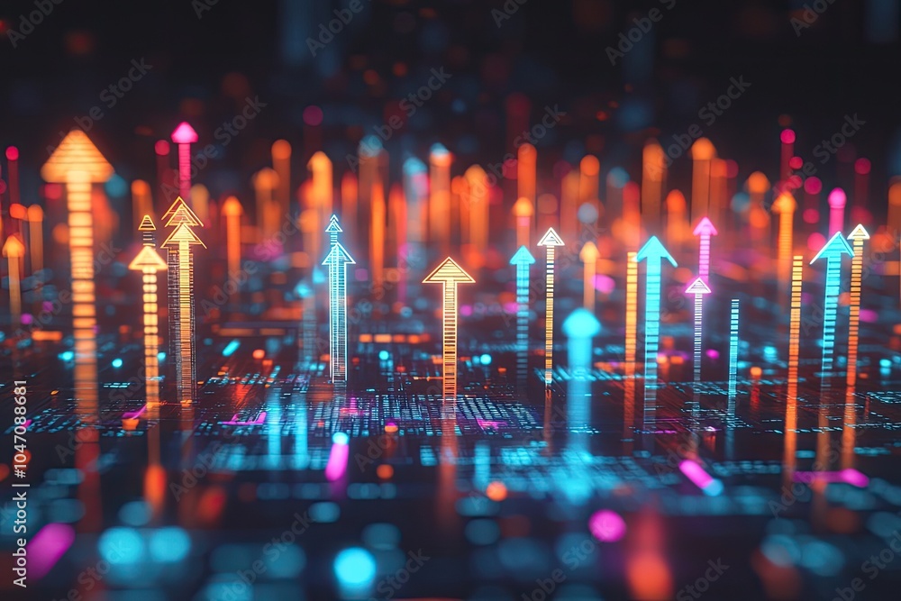 Aufkleber digital arrows representing growth and progress in a futuristic data