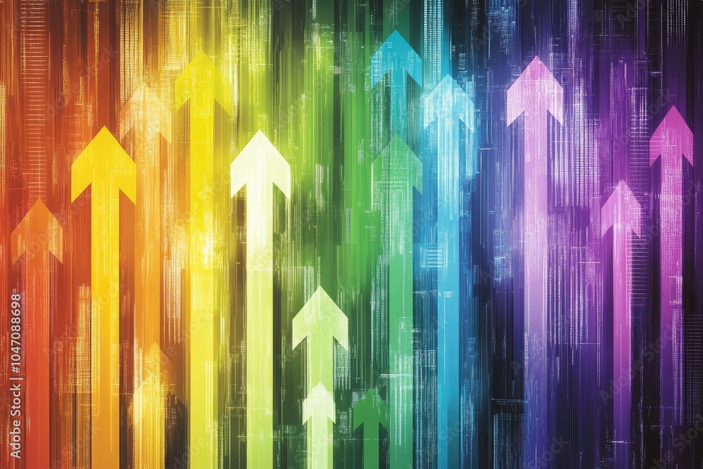 Aufkleber digital arrows representing growth and progress in a futuristic data