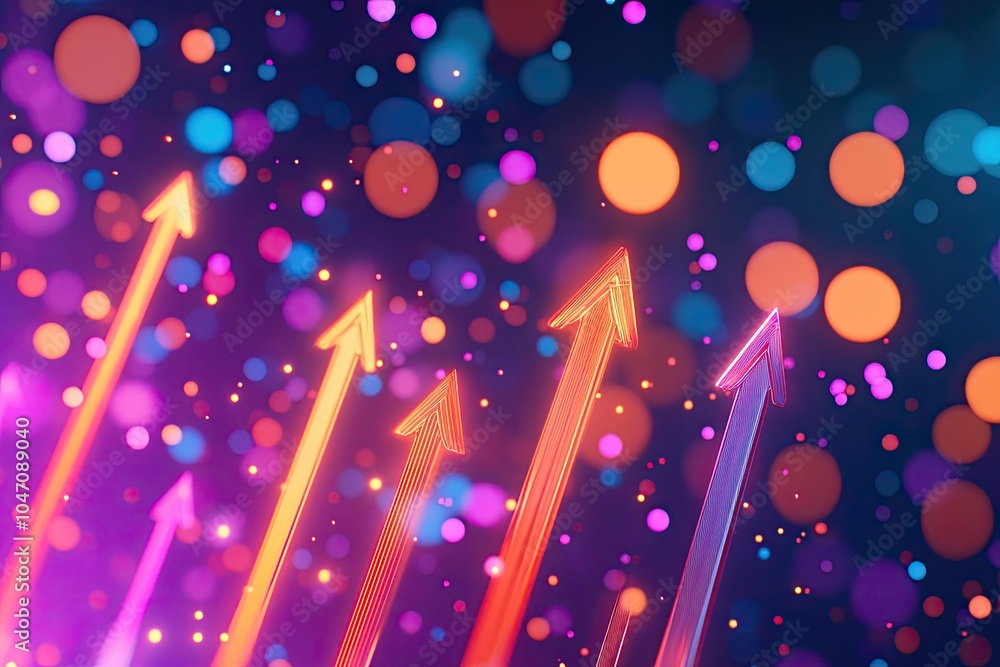 Poster digital arrows representing growth and progress in a futuristic data