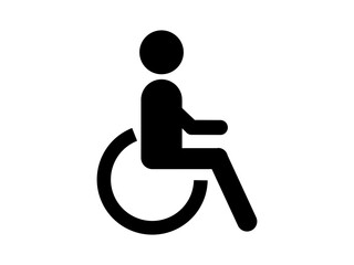 wheelchair disabled person sign, icon vector illustration, isolated on white