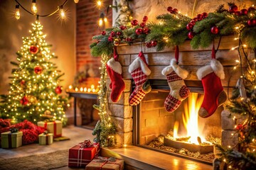 Fototapeta premium Creative Chimney Christmas Ideas for Holiday Decor and Festive Atmosphere
