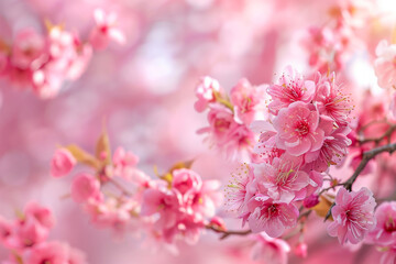 Naklejka premium sakura flowers on color background.