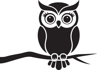 Owl on Branch Silhouette Vector Graphic