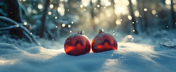 Fototapeta premium The Christmas Ornaments in Snow