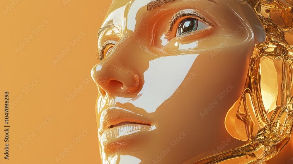 Aufkleber futuristic rendering of a human face. concept of artificial intelligence. 3d render.