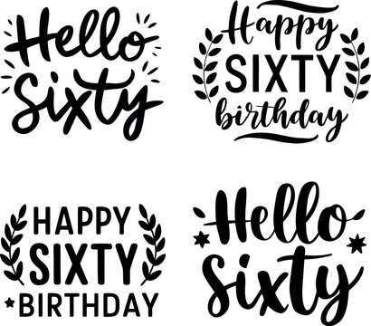 Sixty Birthday Typography Vector Graphic Set - Powered by Adobe