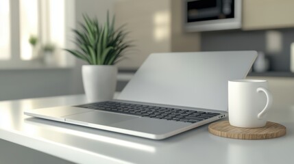 Fototapeta premium The Modern Workspace with Laptop