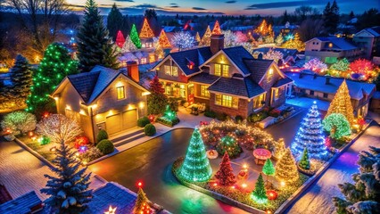 Enchanting Surreal Christmas Lights in a Cozy House Setting for a Magical Holiday Experience