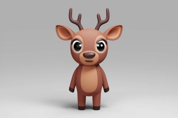 Naklejka premium A cute cartoon style reindeer with large eyes and antlers.