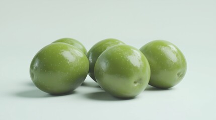 Obraz premium Fresh olives green natural organic display detail white food healthy. AI generated