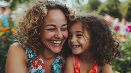 Fototapeta premium The Joyful Mother and Daughter