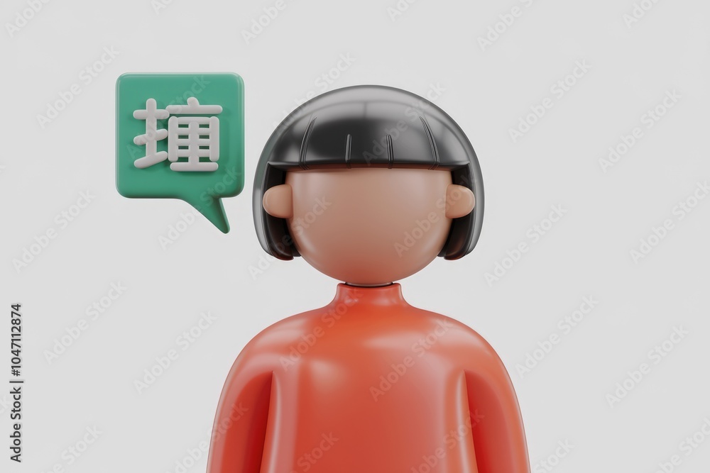 Poster a 3d cartoon character with a speech bubble saying read in chinese.