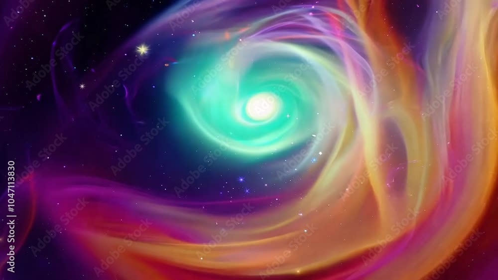 Wall mural colorful nebulae with shining stars change hues, creating a mesmerizing display of vibrant colors in