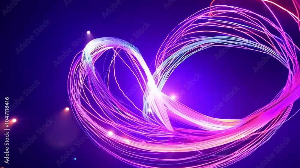 Wall mural colorful light trails are moving and forming an abstract shape with a black or gradient background