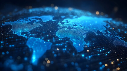 Digital World Map 3D Illustration