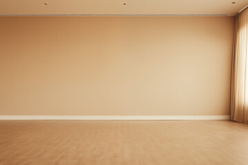 Naklejka premium Empty Room with Beige Walls and Wooden Floor