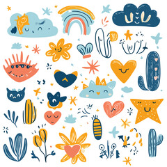 Fototapeta premium Colorful Abstract Doodle Shapes Collection for Creative Design Projects