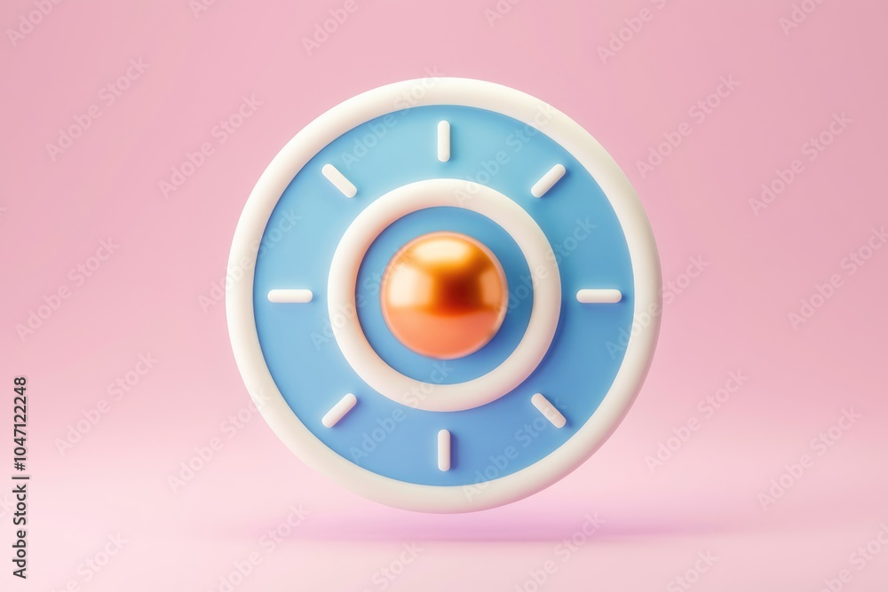 Aufkleber a 3d rendered circular icon with a blue and white design and a gold sphere in the center.