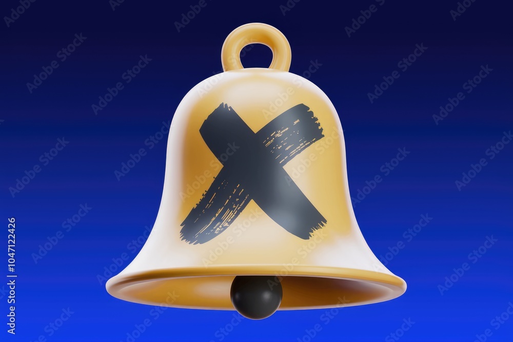 Aufkleber a yellow bell with a black x across it indicating a notification is silenced.