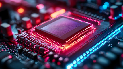 Closeup of Circuit Board with Processor