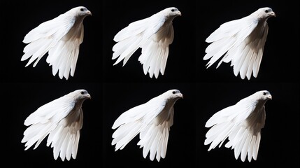 Obraz premium Flock of white doves in flight against a dark background