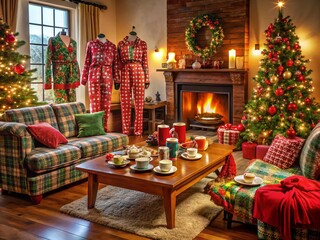 Obraz premium Fun and Cozy Christmas Pyjama Party Ideas for a Festive Celebration at Home