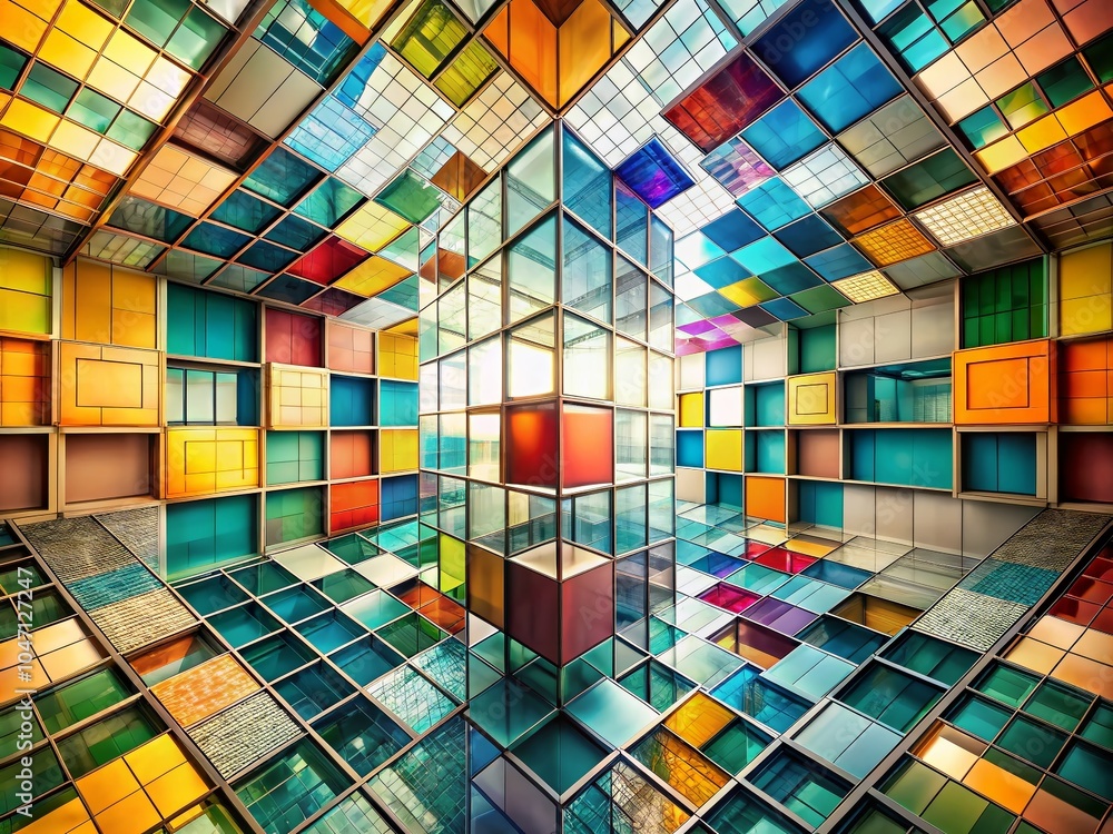 Poster geometric abstract background of randomly placed squares for modern design and art